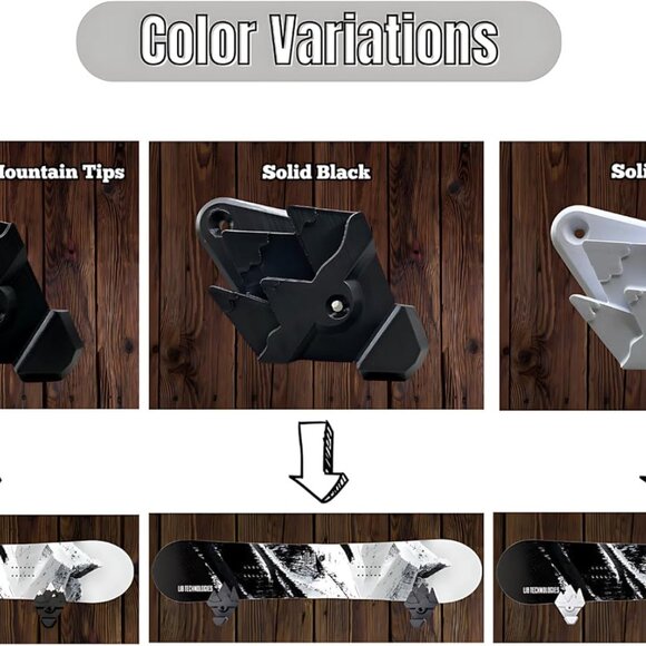 Snowboard Wall Mount with Hooks White - Picture 3 of 7